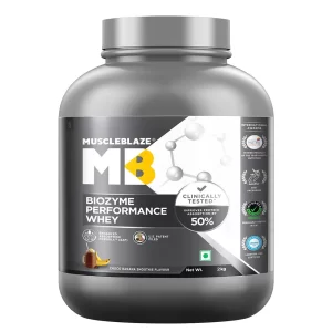 MuscleBlaze Biozyme Performance Whey - 2 kg, Choco Banana smoothie