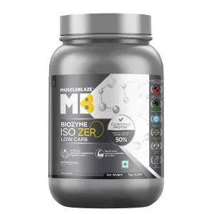 MuscleBlaze Biozyme Iso-Zero Low Carb - 1 kg, Unflavoured
