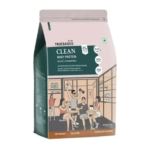 TrueBasics Clean Whey Protein (Isolate) and (Isolate + Concentrate) - 1 kg, Chocolate